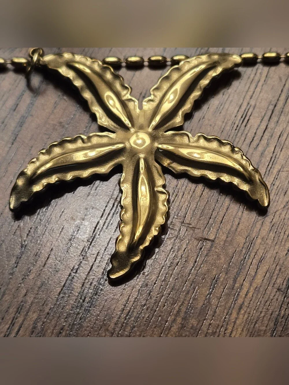Sea Star Pendant Gold-tone Necklace 304 Stainless Steel Minimalist Ocean Style